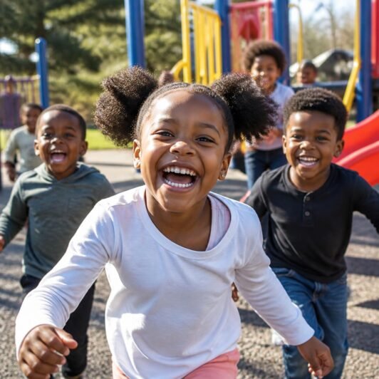 enfants dans un parc de jeu